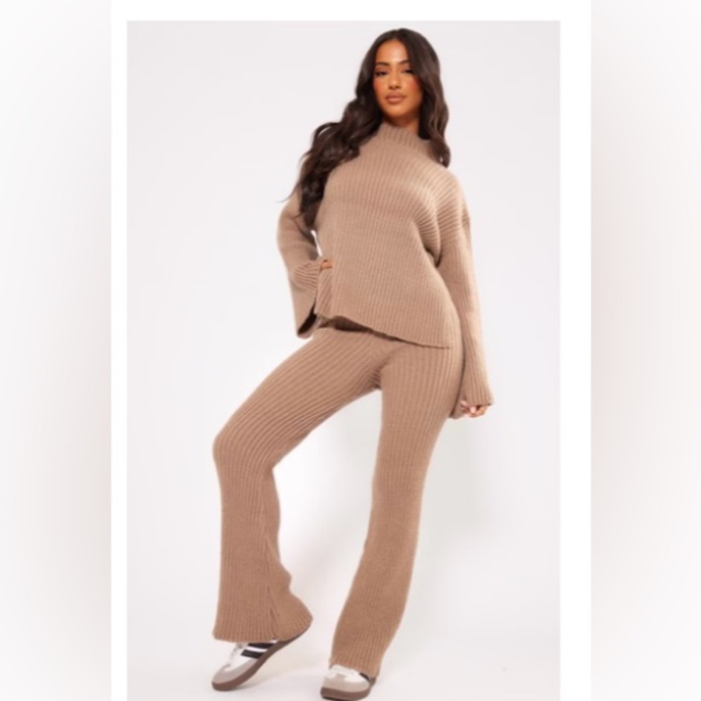 Pretty Little thing mocha rib knit set